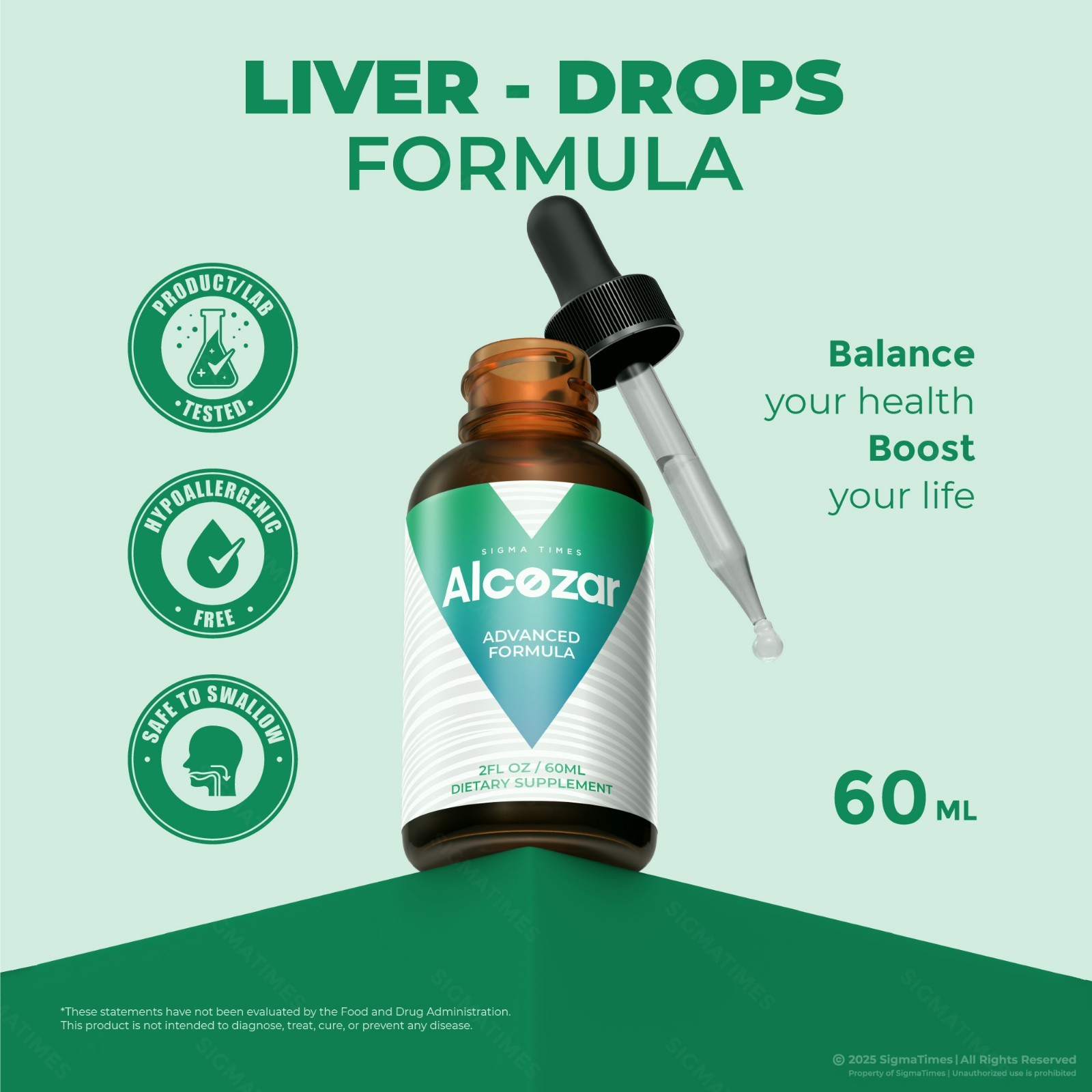 Alcozar Drops, Natural Liquid Supplement, Health & Balance Wellness (30 servs)