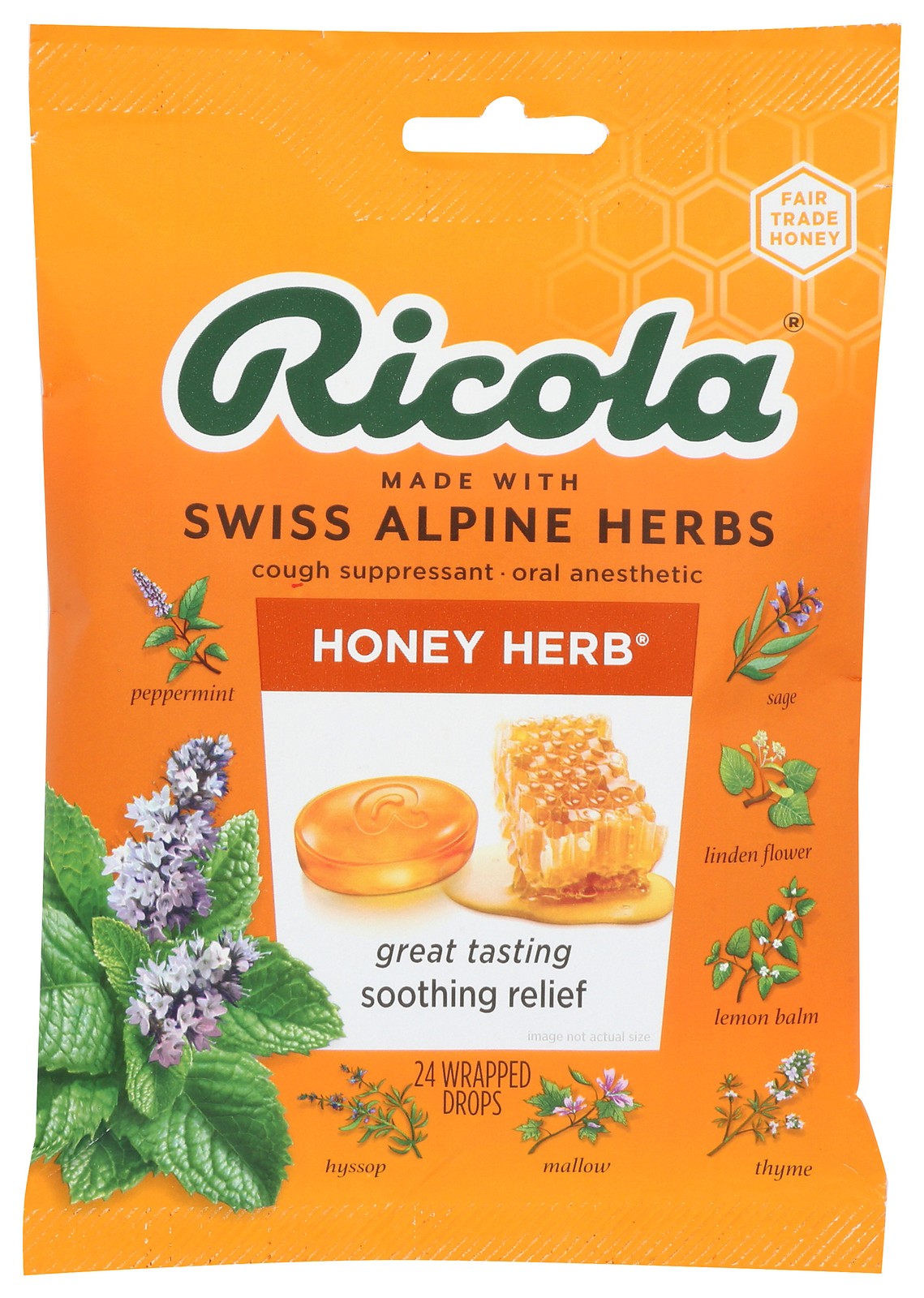 Ricola 24 Count Honey Herb Cough Suppressant Throat Drops Ct 8 Pack