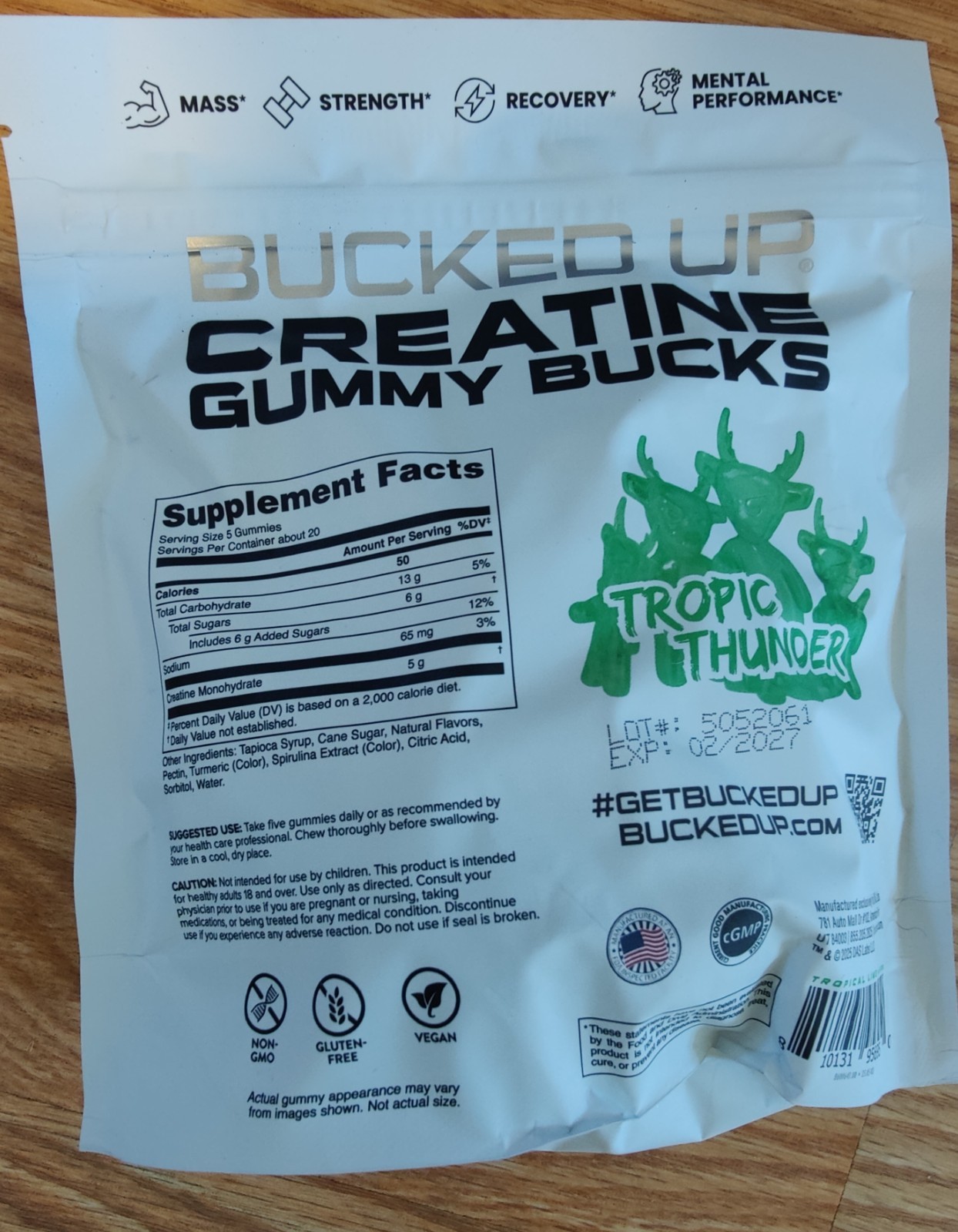 Bucked Up Creatine Gummies 20 Servings. Tropic Thunder ! BRAND NEW , SEALED