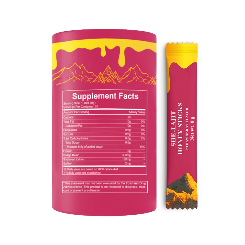 SHE-LAJIT HONEY STICKS – Healthy Ovulation and Overall Mood – Strawberry Flavor