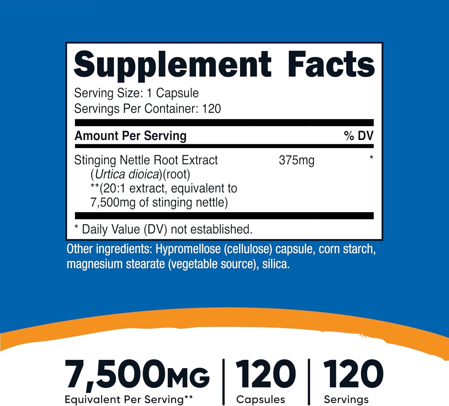 Extracto De Hoja De Ortiga 7500 Mg | 120 Capsulas | Sin Ogm Y Gluten Gratis