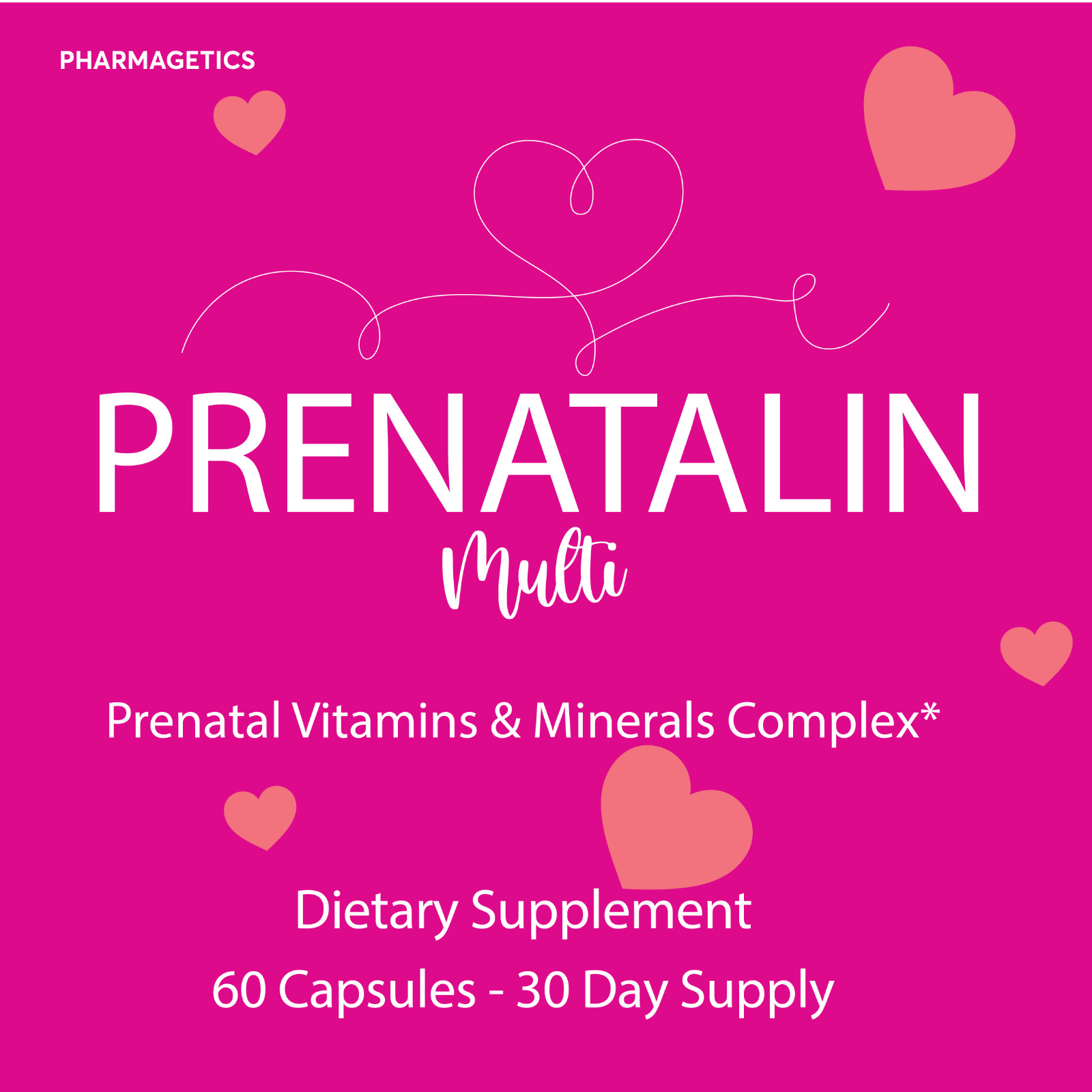 Prenatalin -Prenatal Vitamins & Minerals Complex Support -60 Capsules Official