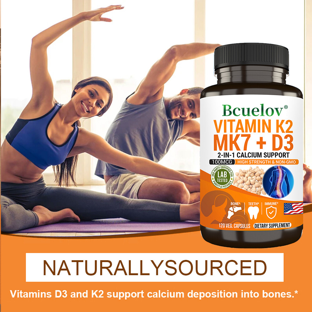 Vitamin K2 (MK7) with D3 5000 IU Supplement, 30 to 120 Veggie Capsules