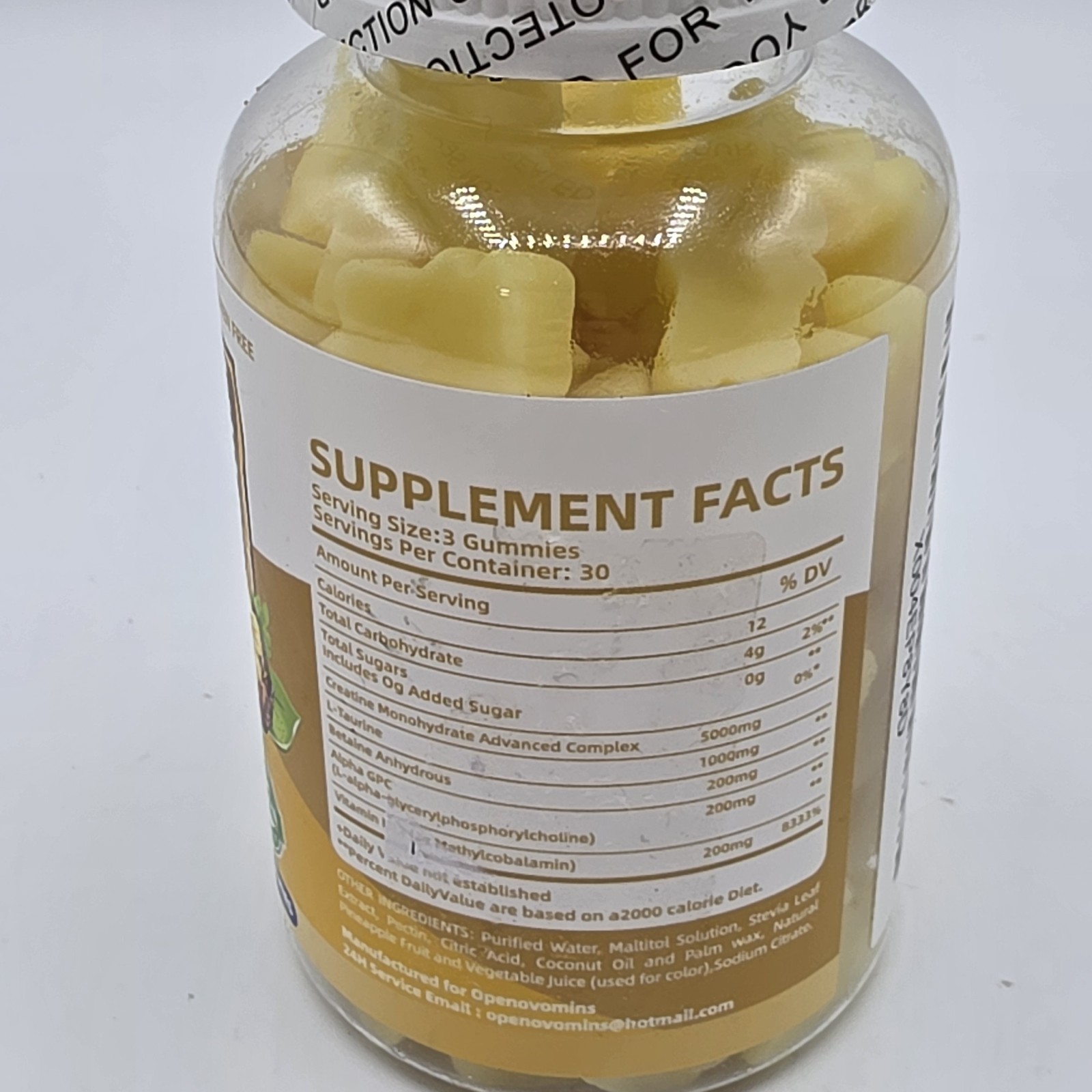 Openovomins Creatine Monohydrate Complex Gummies Pineapple 6400mg 90CT 11/26