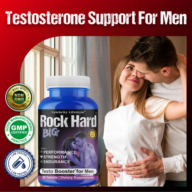 Rock Hard Testosterone Booster Support for Men Libido Stamina Energy 24/12/25
