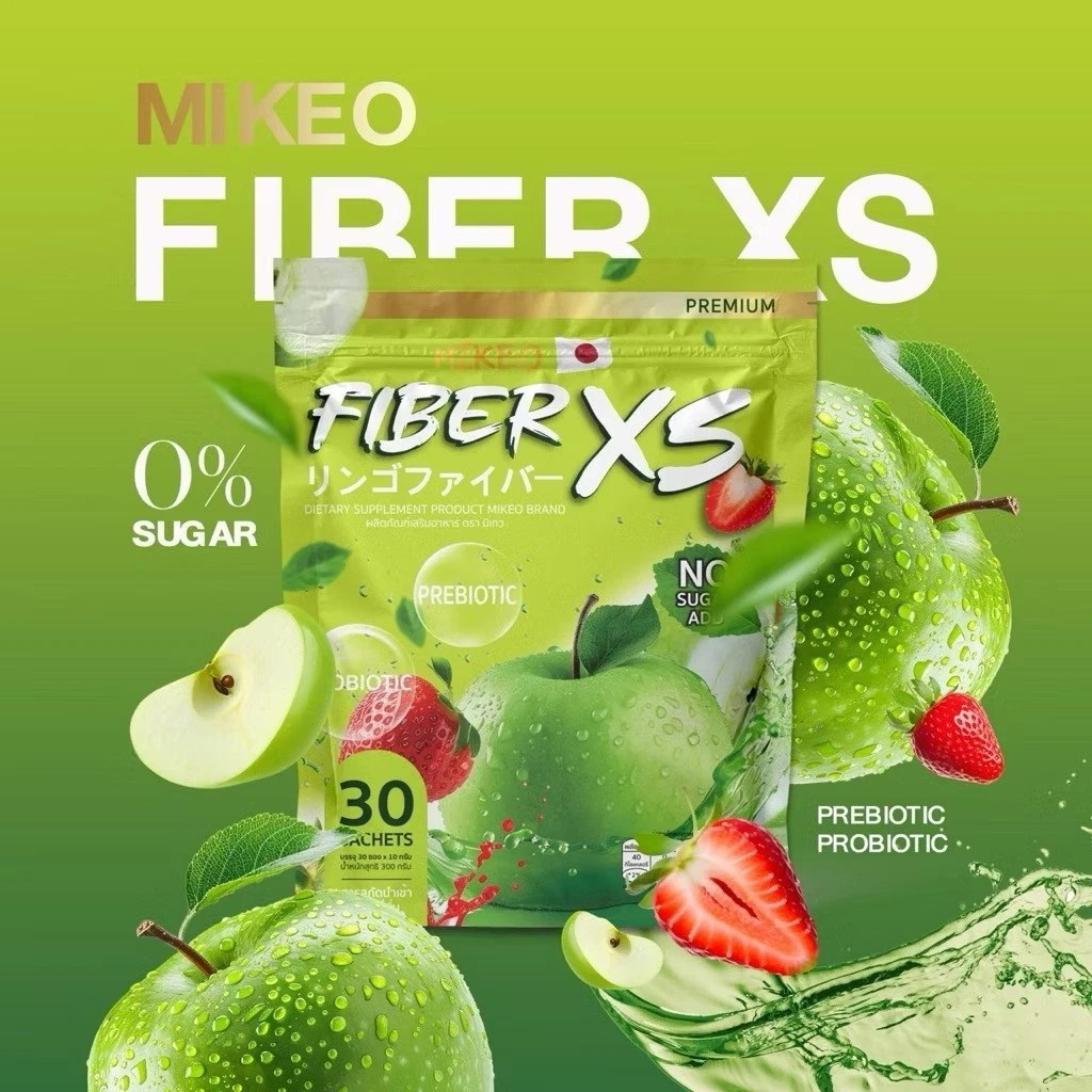 MIKEO Fiber XS Green Apple – Prebiotic & Probiotic Sugar Free 30 Sachets