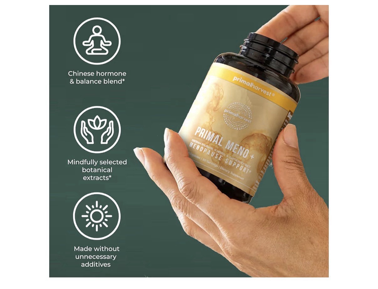 Primal Harvest Meno+ Menopause Support with Chinese Herbs Mood Support 30Capsule