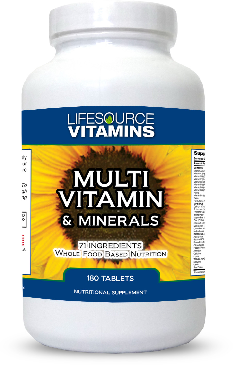 LifeSource Vitamins Multi Vitamin & Minerals 180 Tabs 71 Whole Food Ingredients