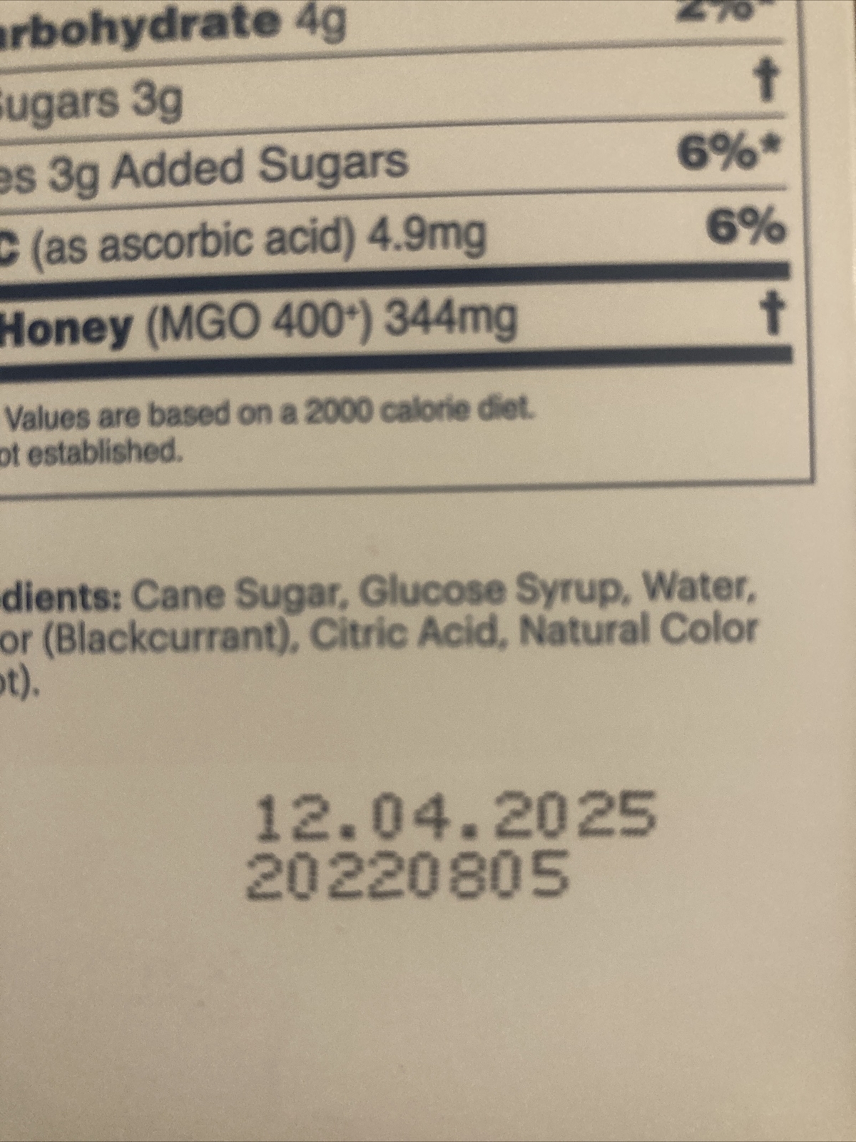 Manuka Honey Lozenges, Blackcurrant, MGO 400+, 15 Lozenges Exp 12/04/2025