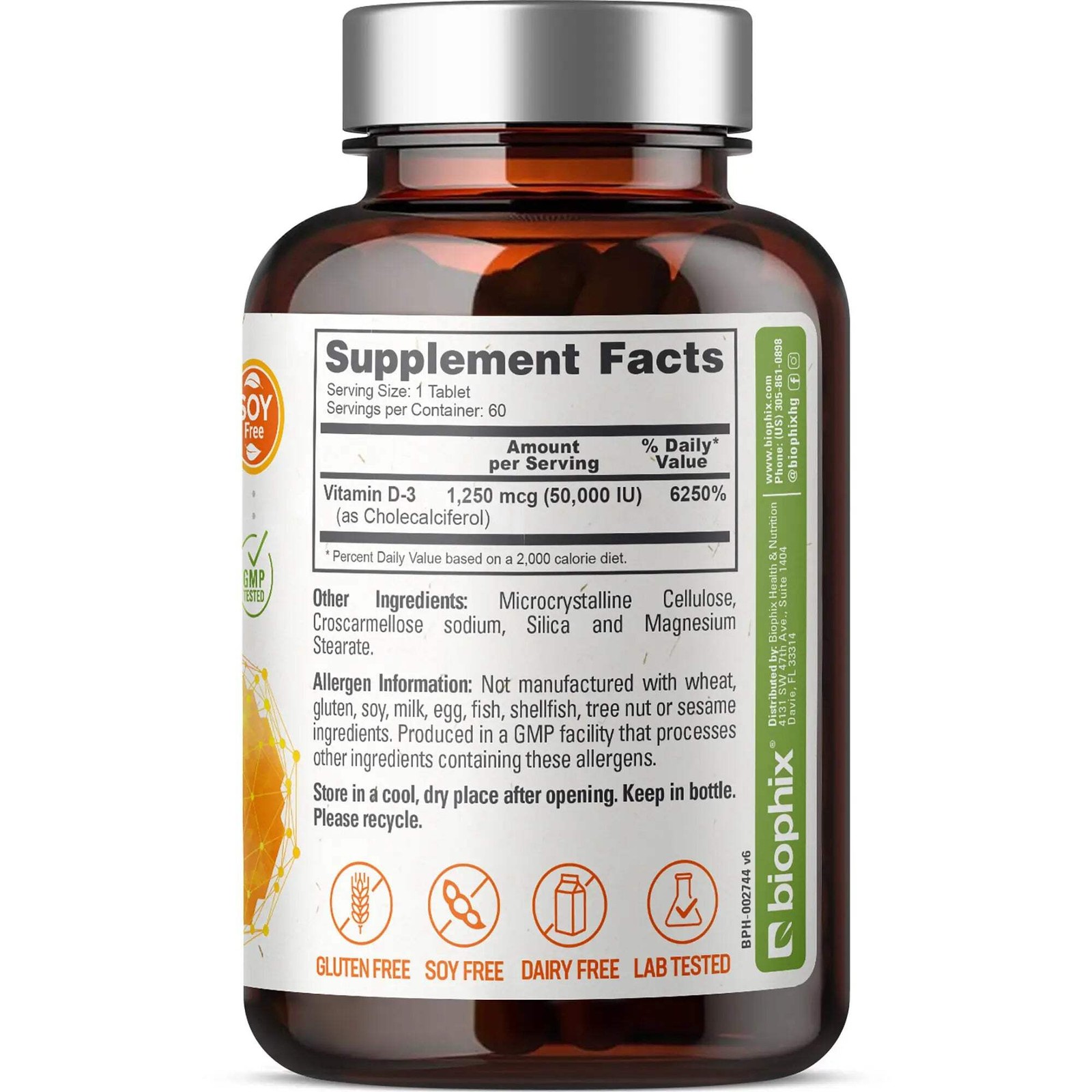 Biophix Vitamin D-3 50000 IU 60 Tabs High Potency