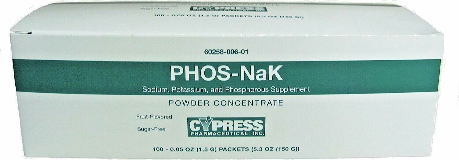 Cypress Pharmaceutical Phos Nak Fruit Flavored Powder Packets 100ct -Exp 11-2026