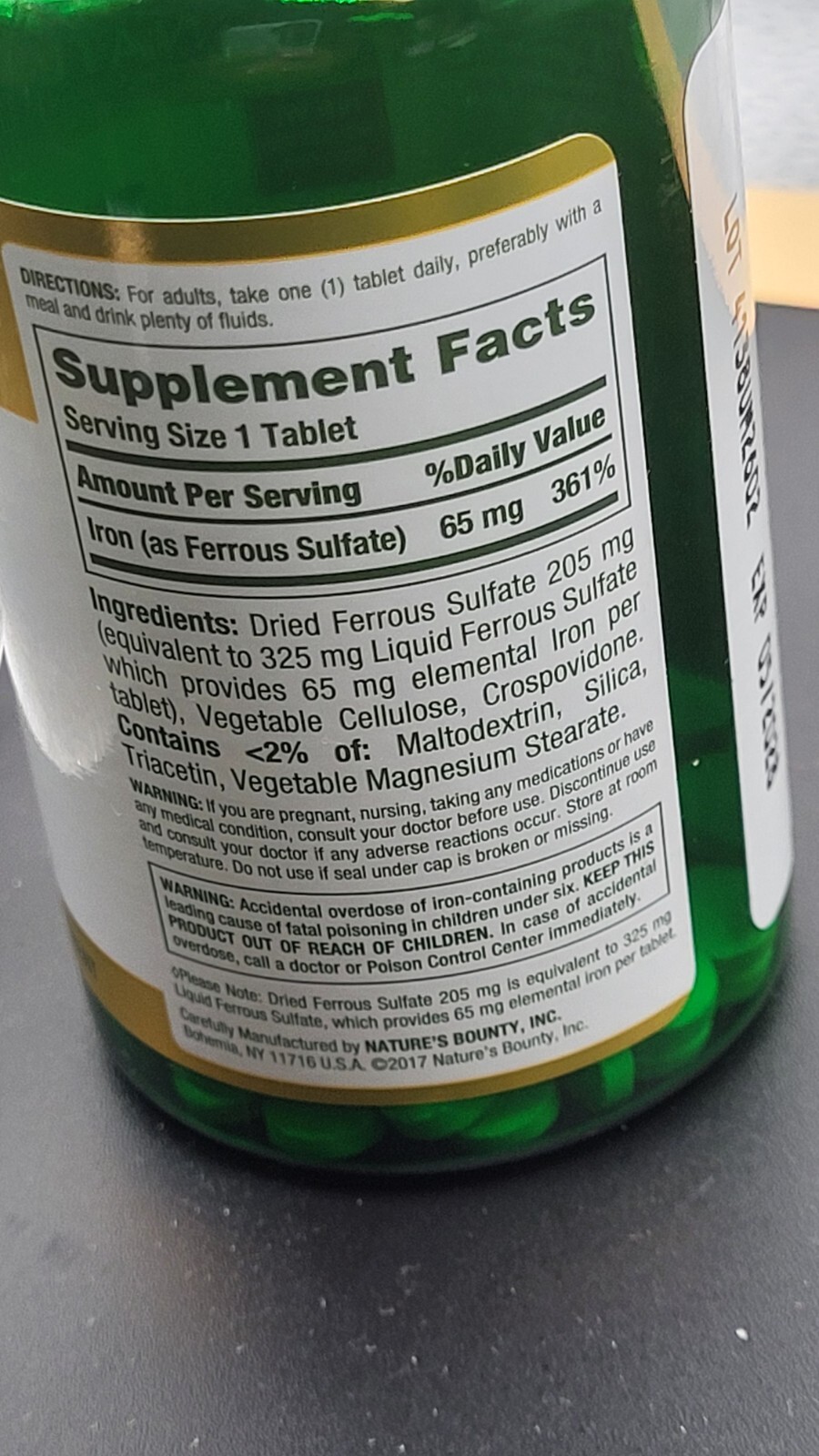 Nature’s Bounty Iron Mineral Supplement – 65 mg – 100 Tablets. Lot Of 2. 1H
