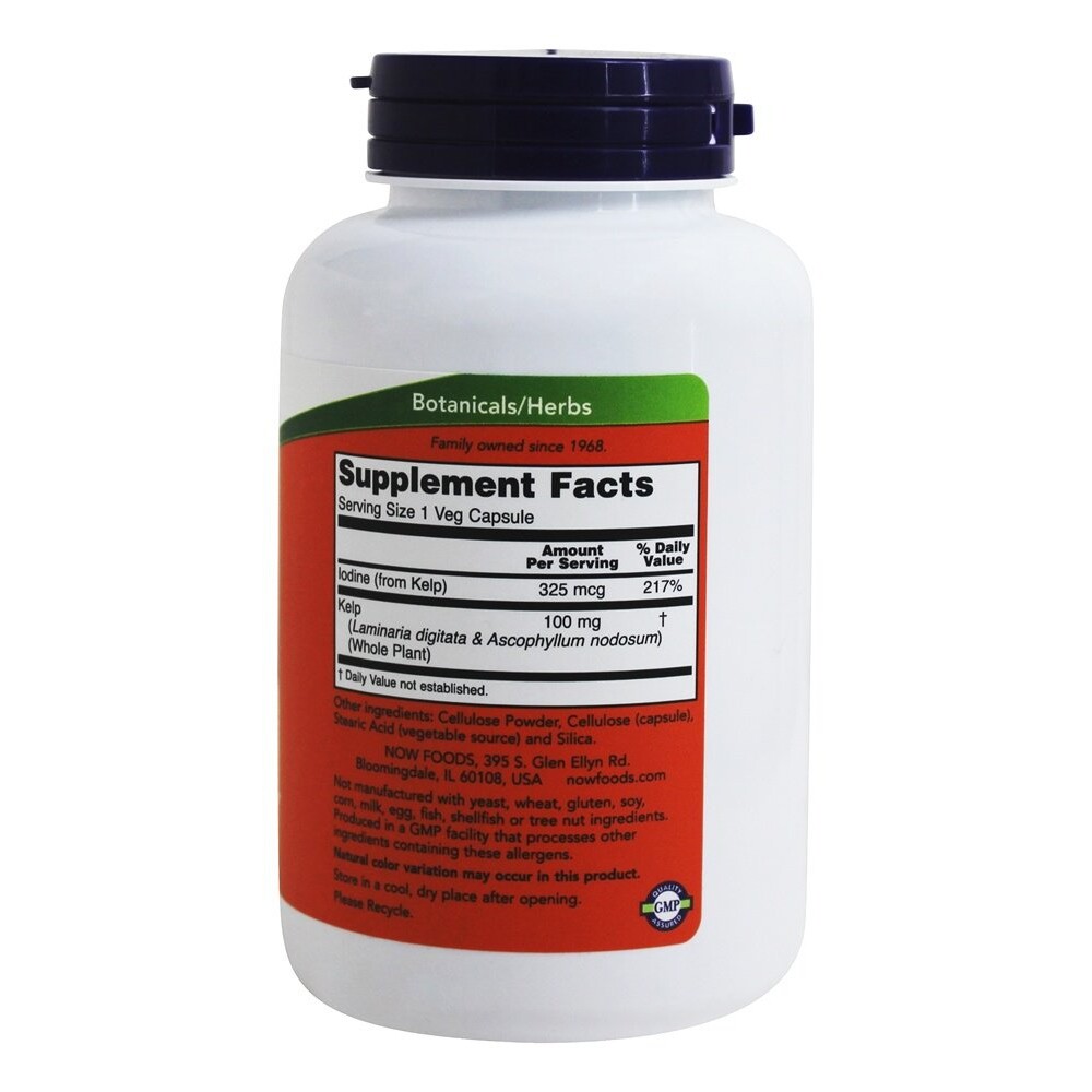 NOW Foods Kelp Caps Green Superfood 325 mcg., 250 Vegetarian Capsules