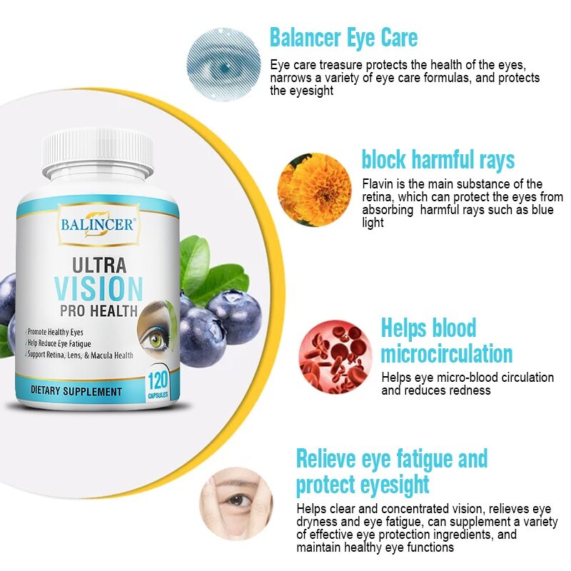 Vision Health Supplement Reduce Eye Fatigue 120 Capsules Retina Lens Health