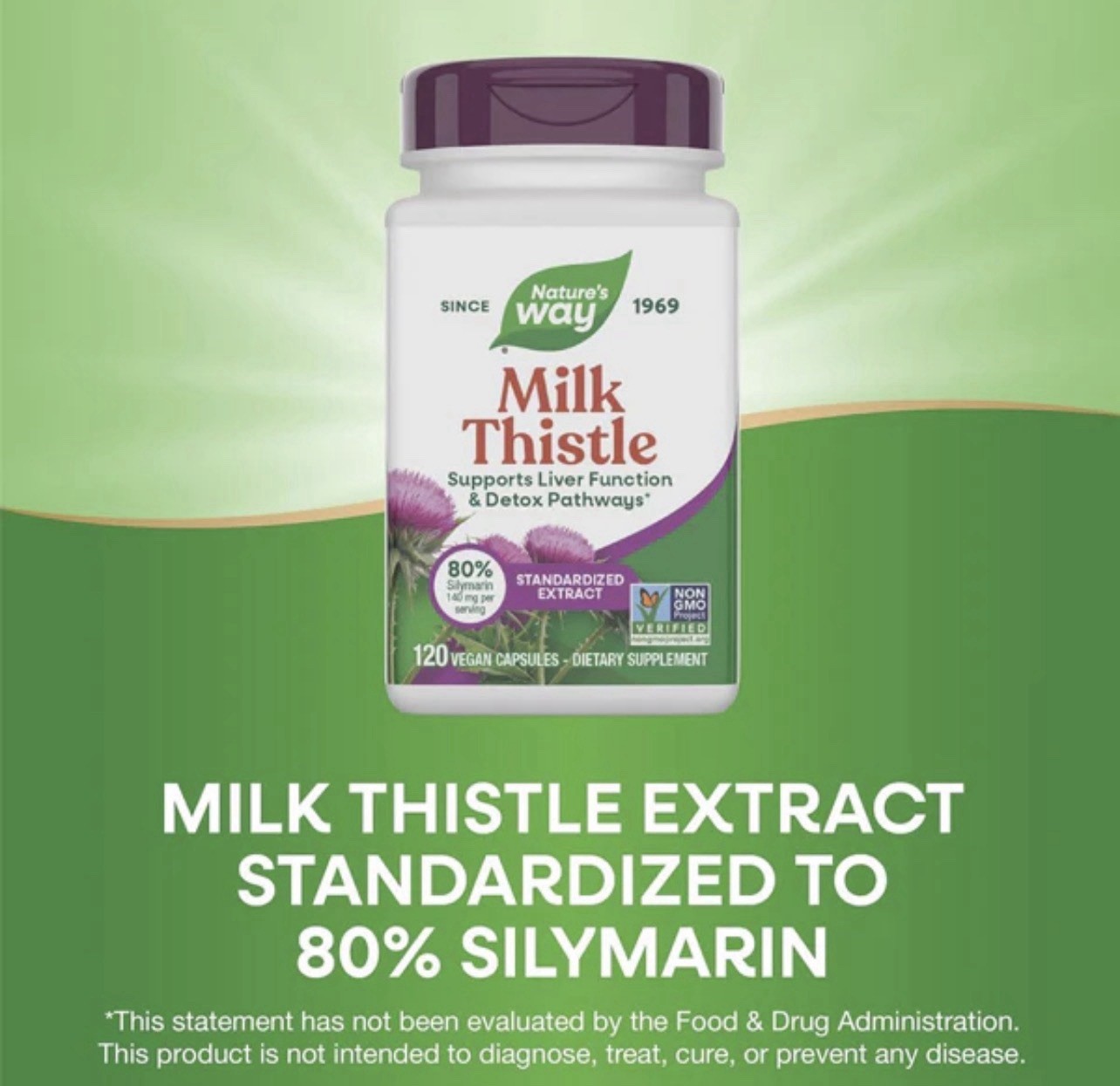 Nature’s Way Milk Thistle Extract Vegan Non-GMO 120 Cap Liver Health SHIPS FREE