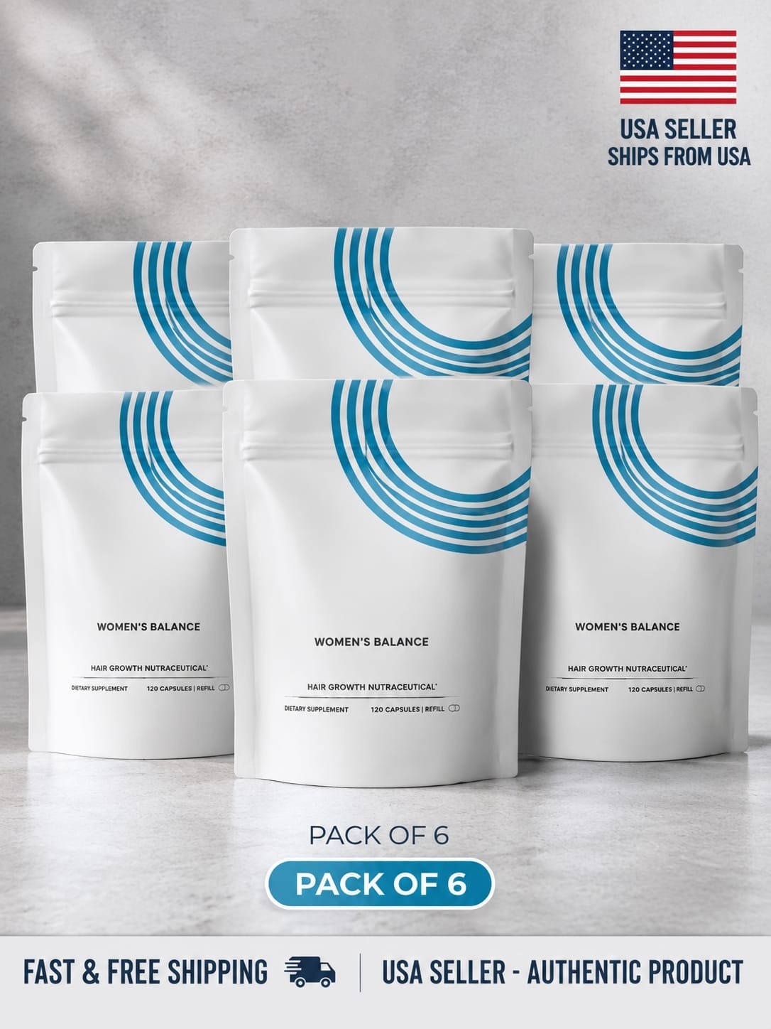 Pack Of 6 Women’s Balance Refill Pouch 720 Capsules Ages 45 and Up-Free Shipping