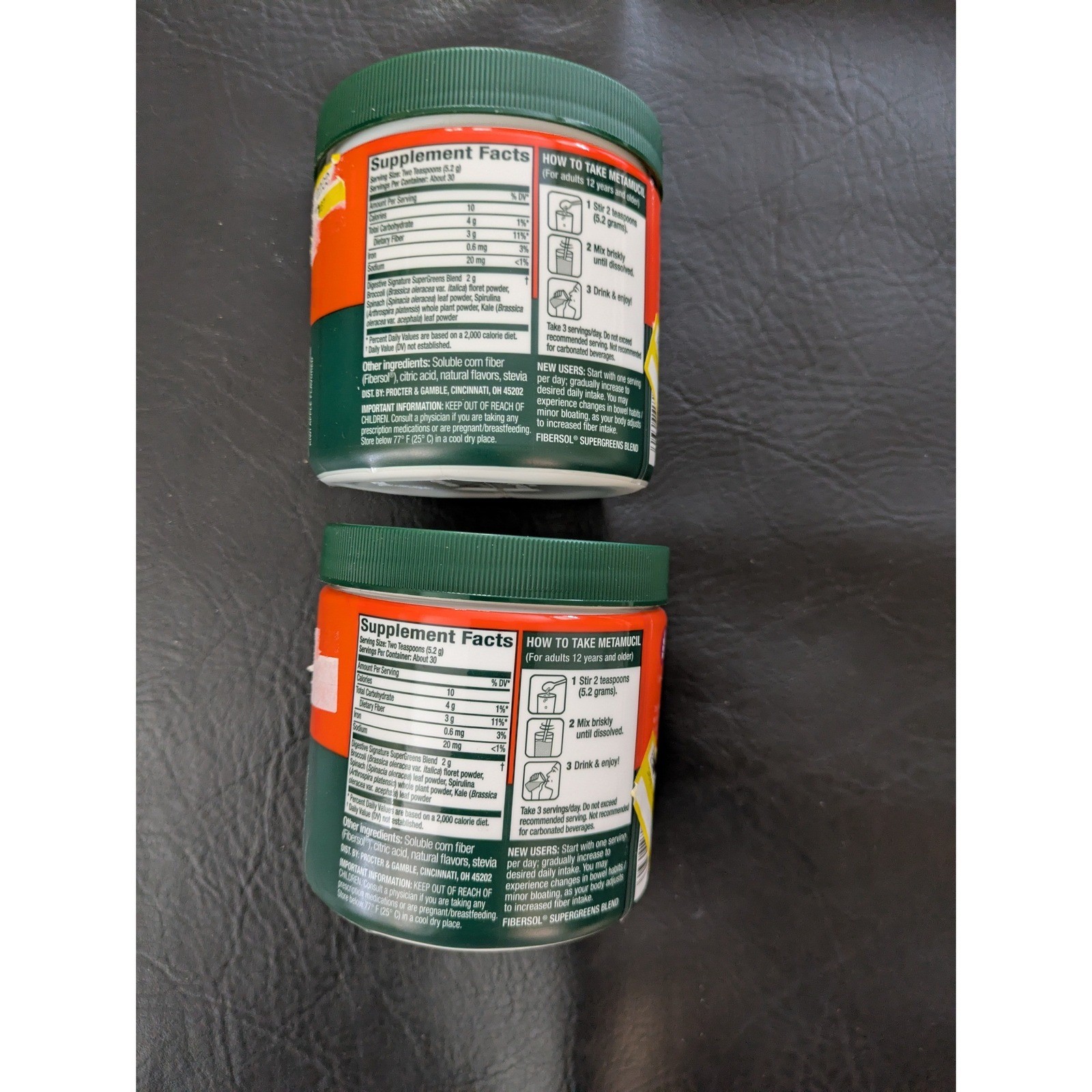 Lot of 2 Metamucil Supergreens Digestive Blend Kiwi Apple 5.5oz Exp 12/2026