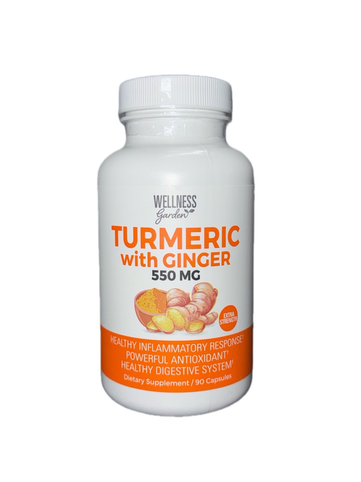 WELLNESS gardenTurmeric with Ginger 550mg Extra Strength. 90 Capsules Exp: 03/29