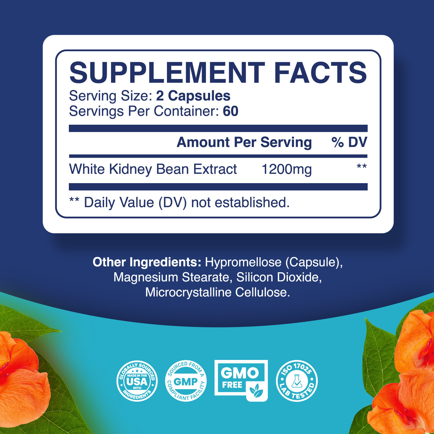 White Kidney Bean Extract Capsules – Ultra High Potency Optimized Extract 120ct