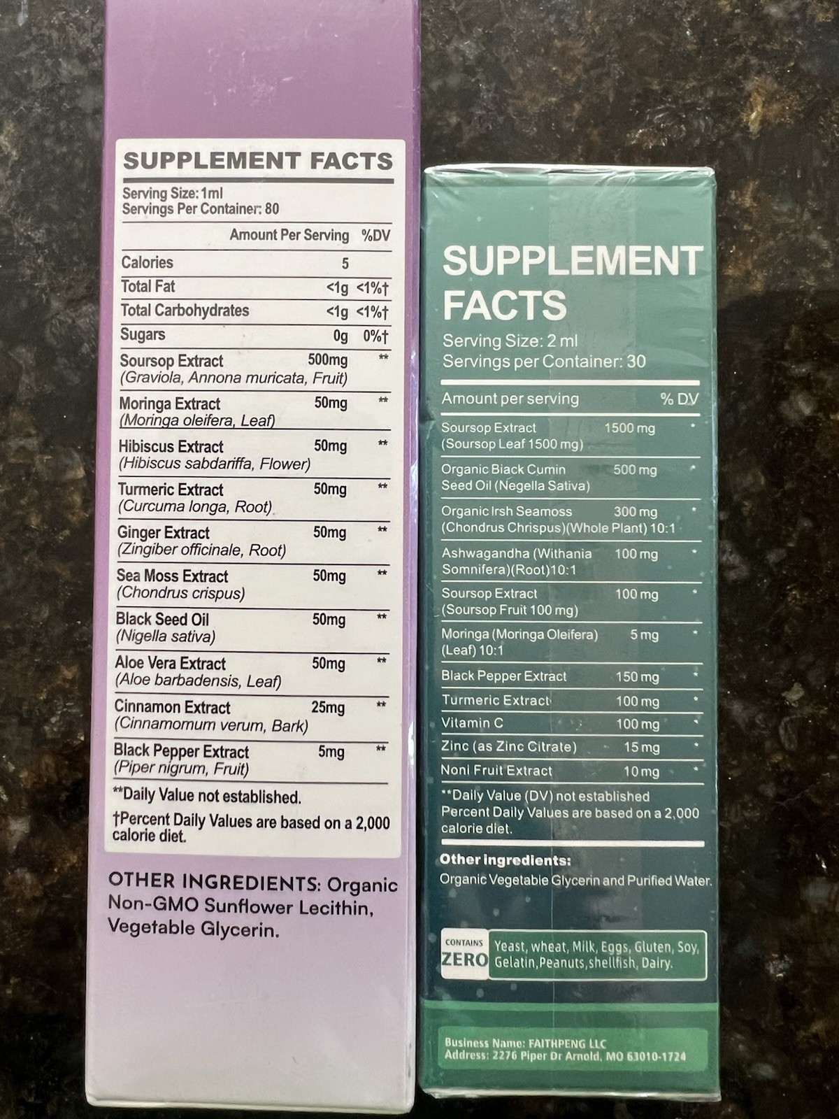 Lot of 2 Liposomal Soursop Graviola Dietary Supplement (80mL & 60mL) – Sealed