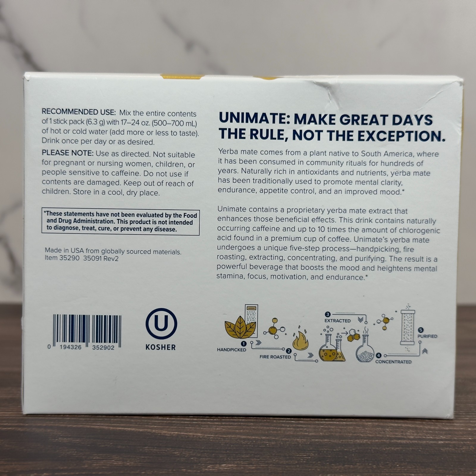 Unicity Unimate Yerba Mate Drink Mix – Lemon Ginger – 30 Sticks – Exp: 05/27