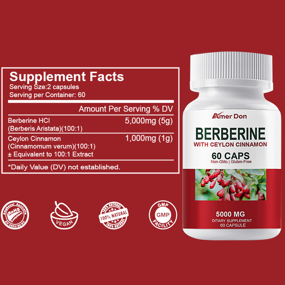 5000MG Berberine-with Ceylon Cinnamon-Healthy Cholesterol,Heart Health&Immune
