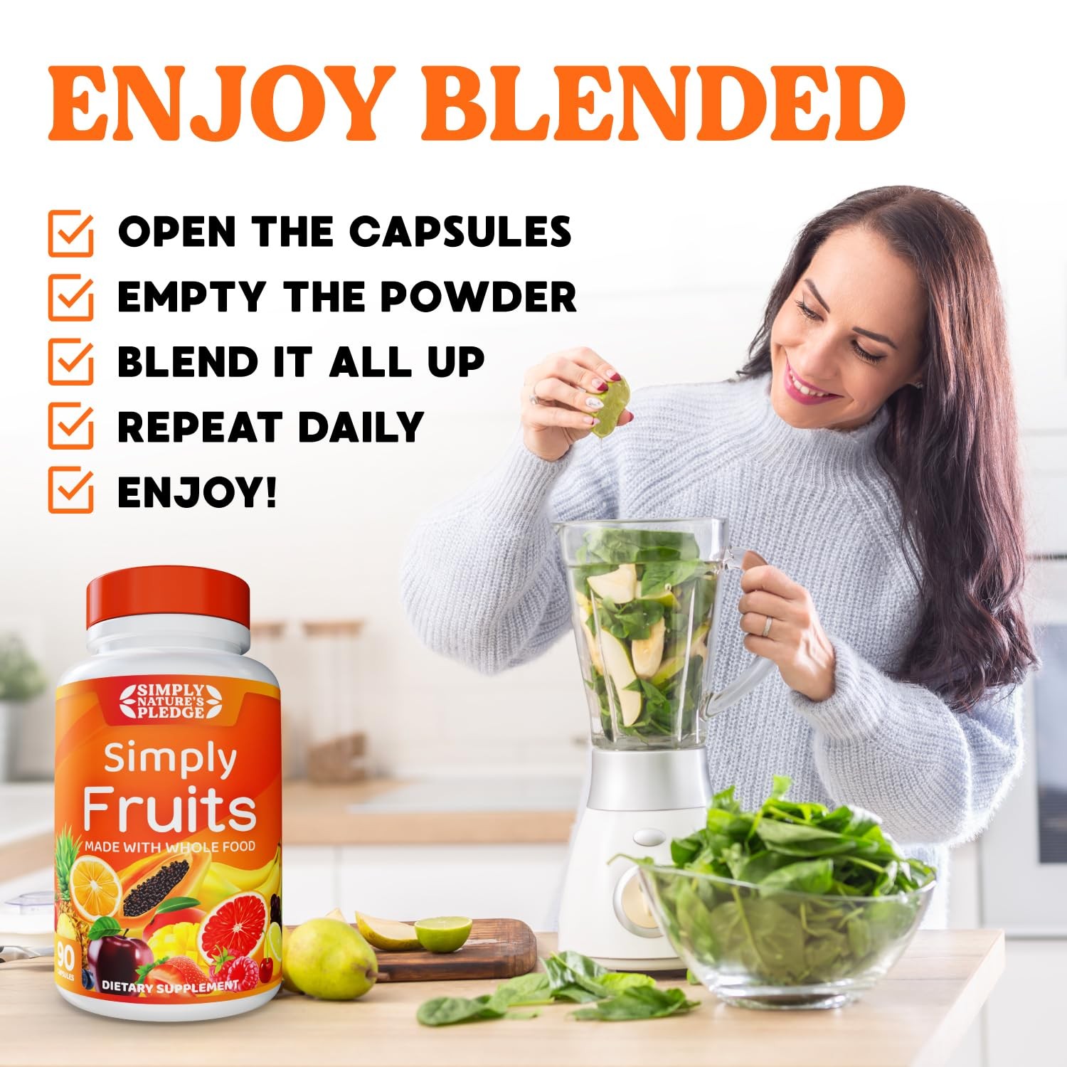 – 90 Fruit Capsules – Made with Whole Food Superfoods, Packed with 25 Differe…
