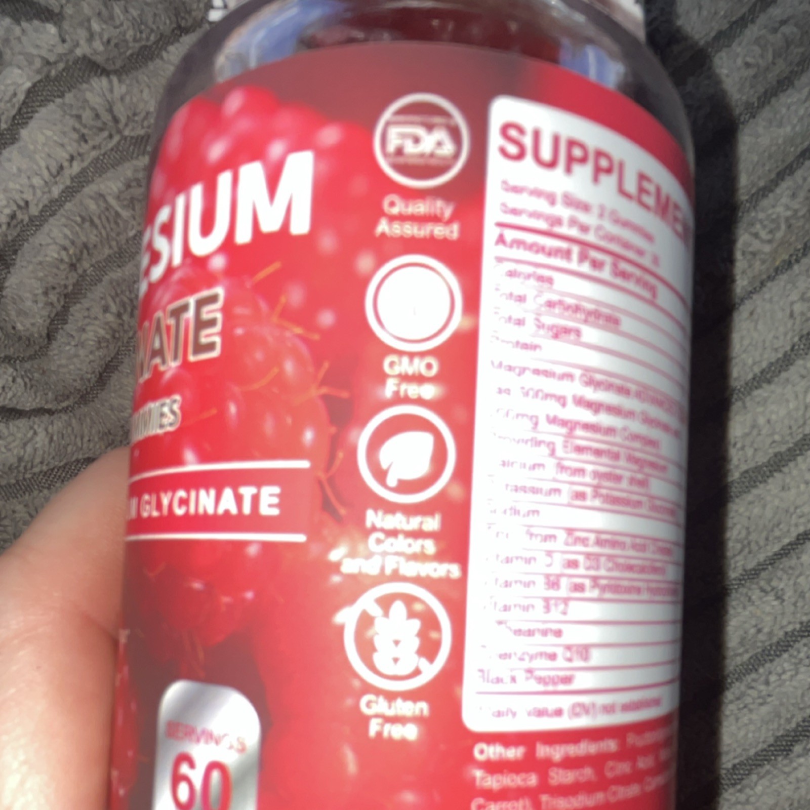 Magnesium Glycinate Gummies 700mg 60 Raspberry Gummy Zinc B6 Gluten Free
