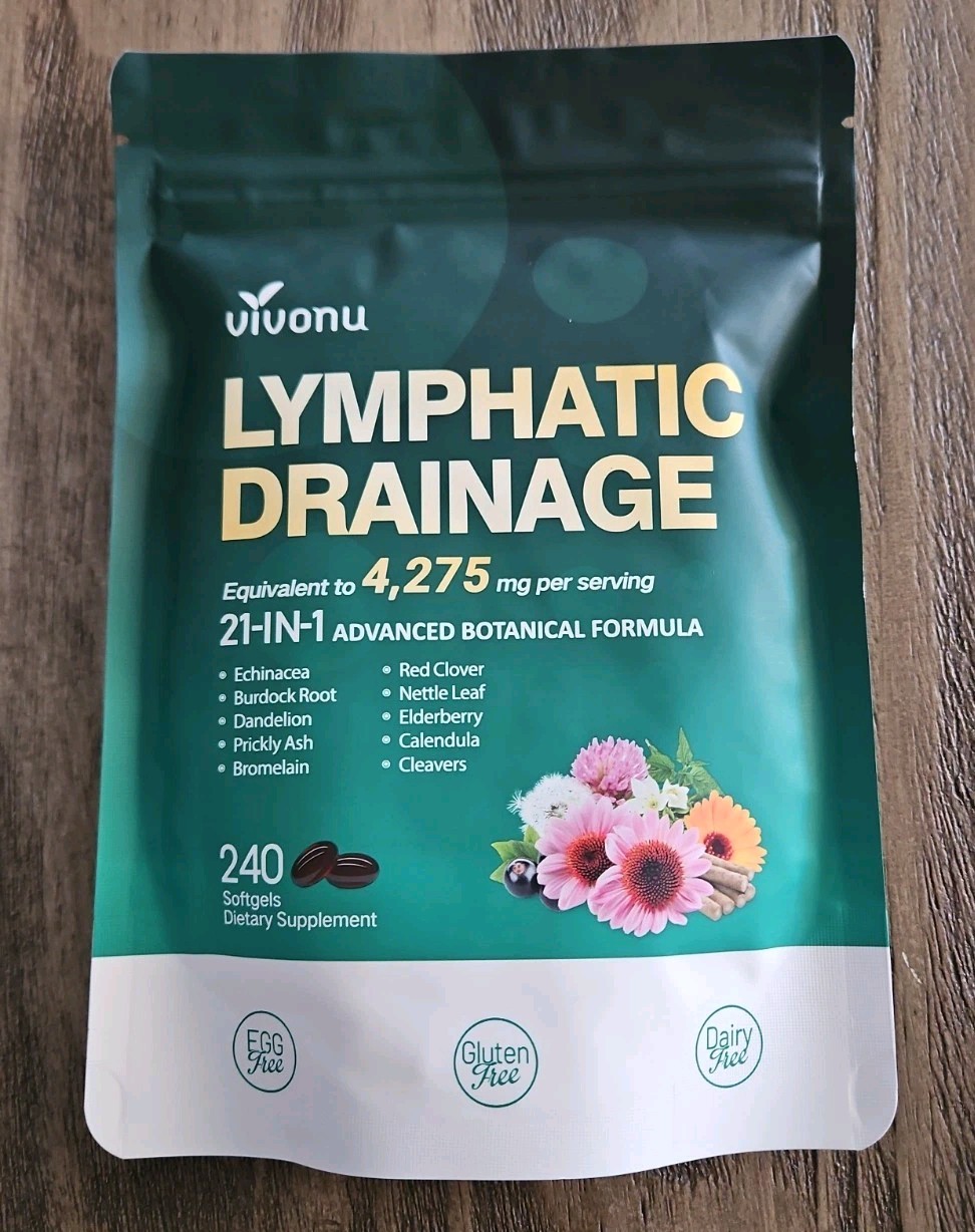 Vivonu Lymphatic Drainage 21-in-1 Botanical Echinacea Burdock 240 Softgels – New