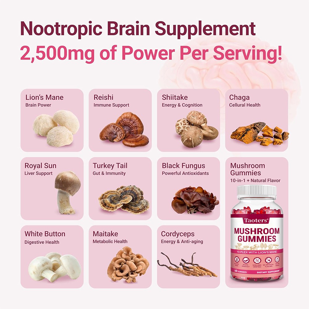 10-in-1 Herb Complex Gummies | For Brain & Immune Health Support, 60 Chews