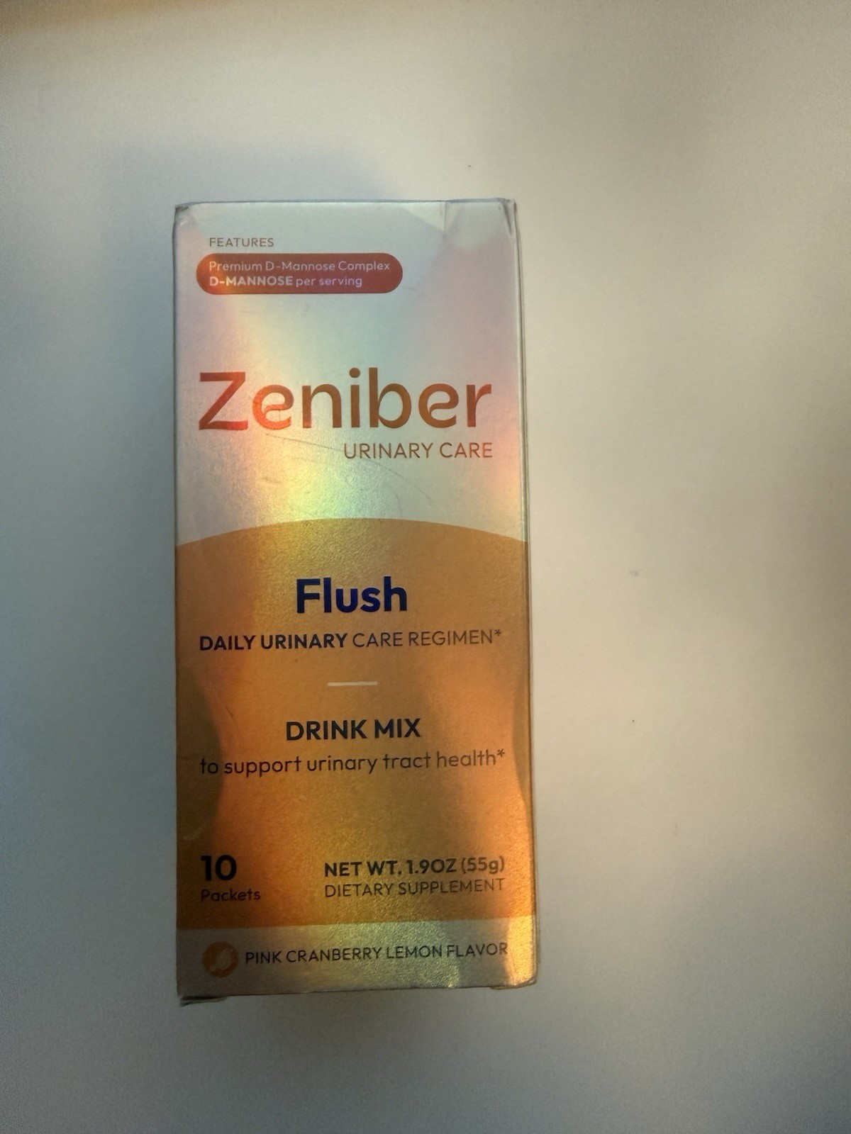 Zeniber Urinary Care Flush Drink Mix Powder Pink Cranberry Lemon 10 Packets