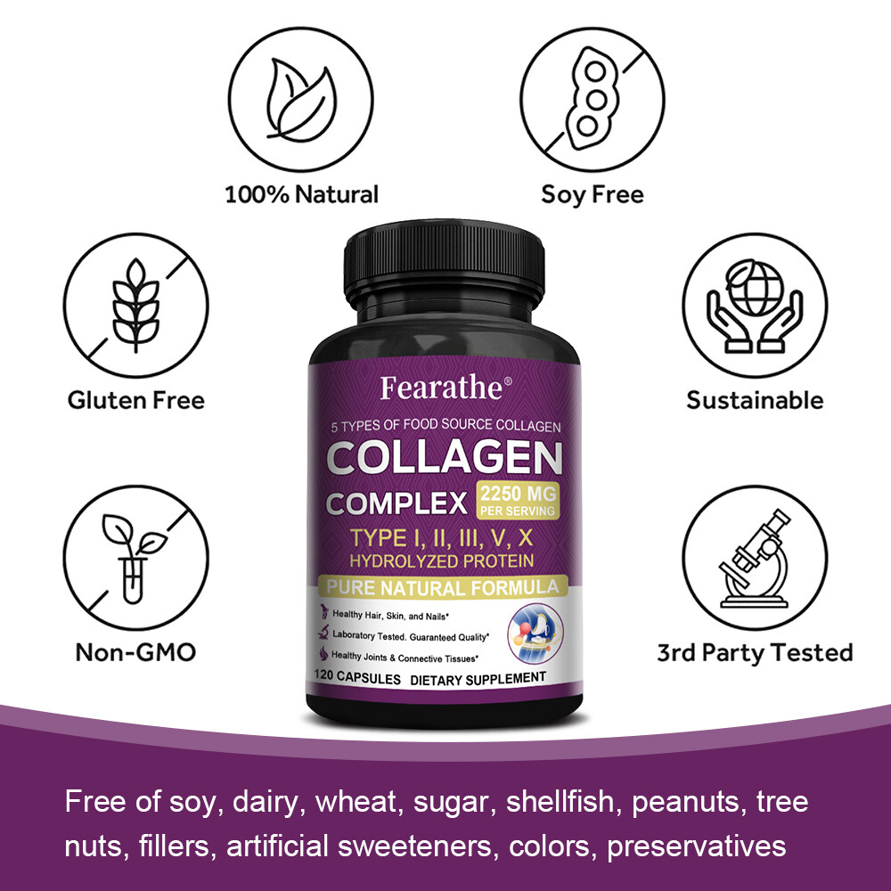Multi Collagen 2250mg – Type I, II, III, V, X – Healthy Hair, Skin, Nails