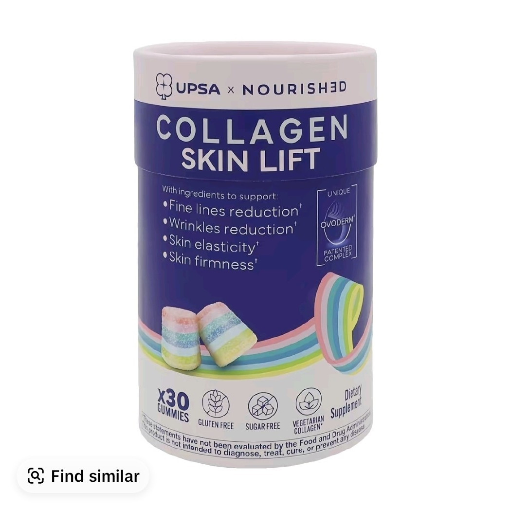 UPSA x Nourished Collagen Skin Lift Gummies 30 Count Skin & Nail Gluten-Free