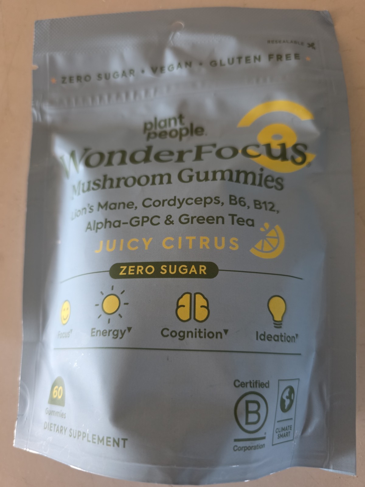 Plant People WonderFocus Mushroom Gummies 60 Juicy Citrus Gummies 02/2027