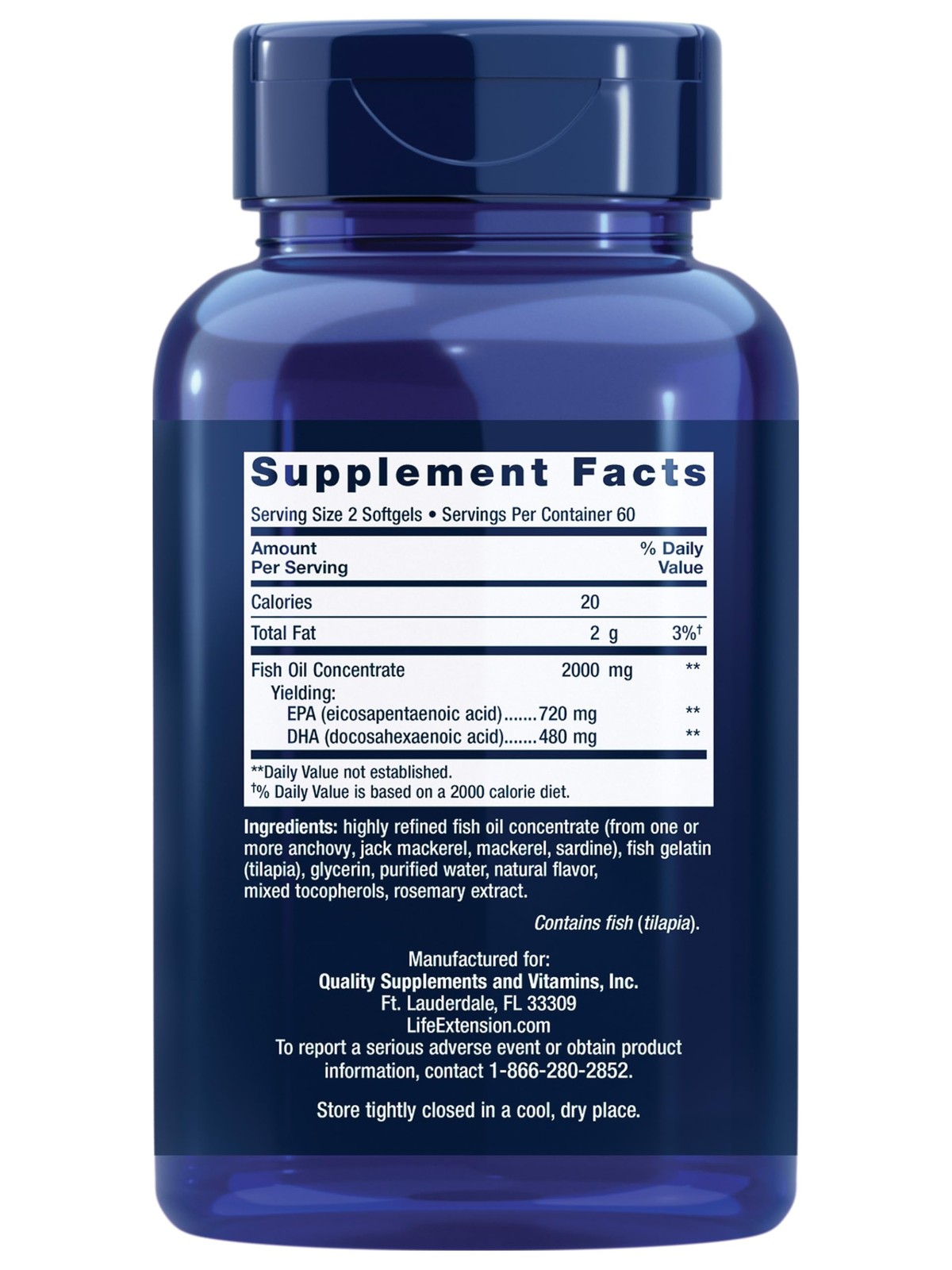 Life Extension Mega EPA/DHA, Omega-3 Fatty 120 Count (Pack of 1), Dark Brown