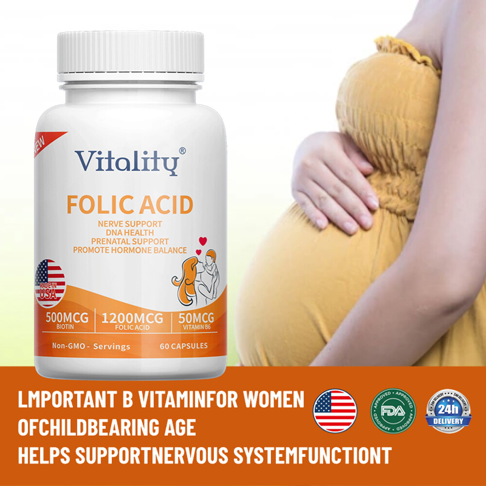 Folic Acid (Vitamin B9) 60 Capsules – Gluten Free & Non-GMO