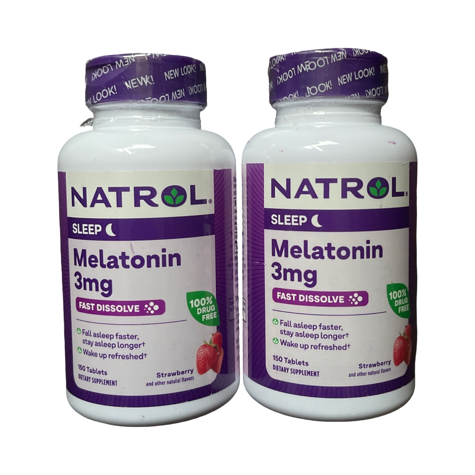 Natrol Fast Dissolve Melatonin 3 mg Strawberry, 150 Tablets – 2 Pack! Exp 10/26