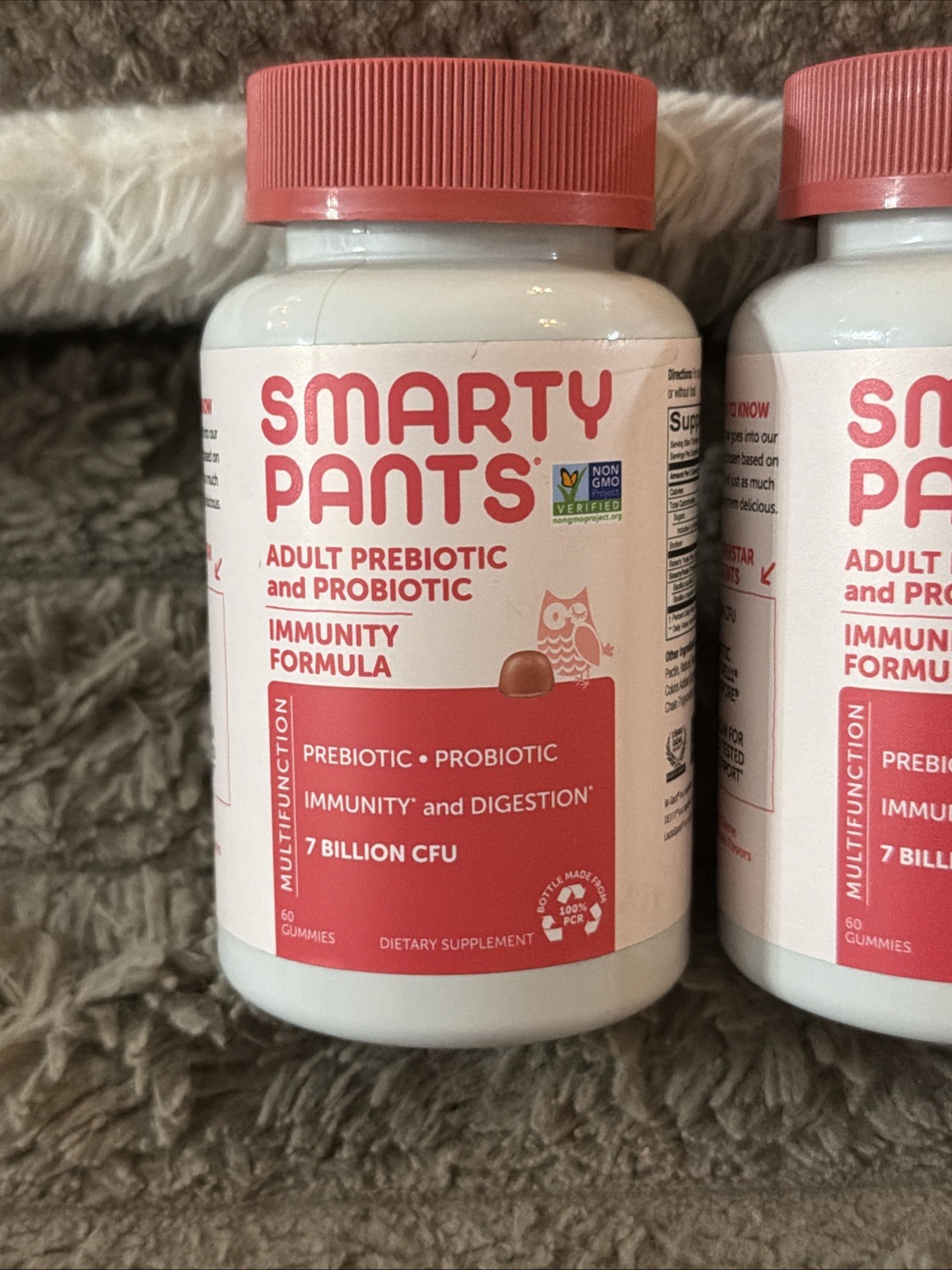 2x SmartyPants Adult Pre-Probiotic Immunity Strawberry 60 Gummies Exp 07/26