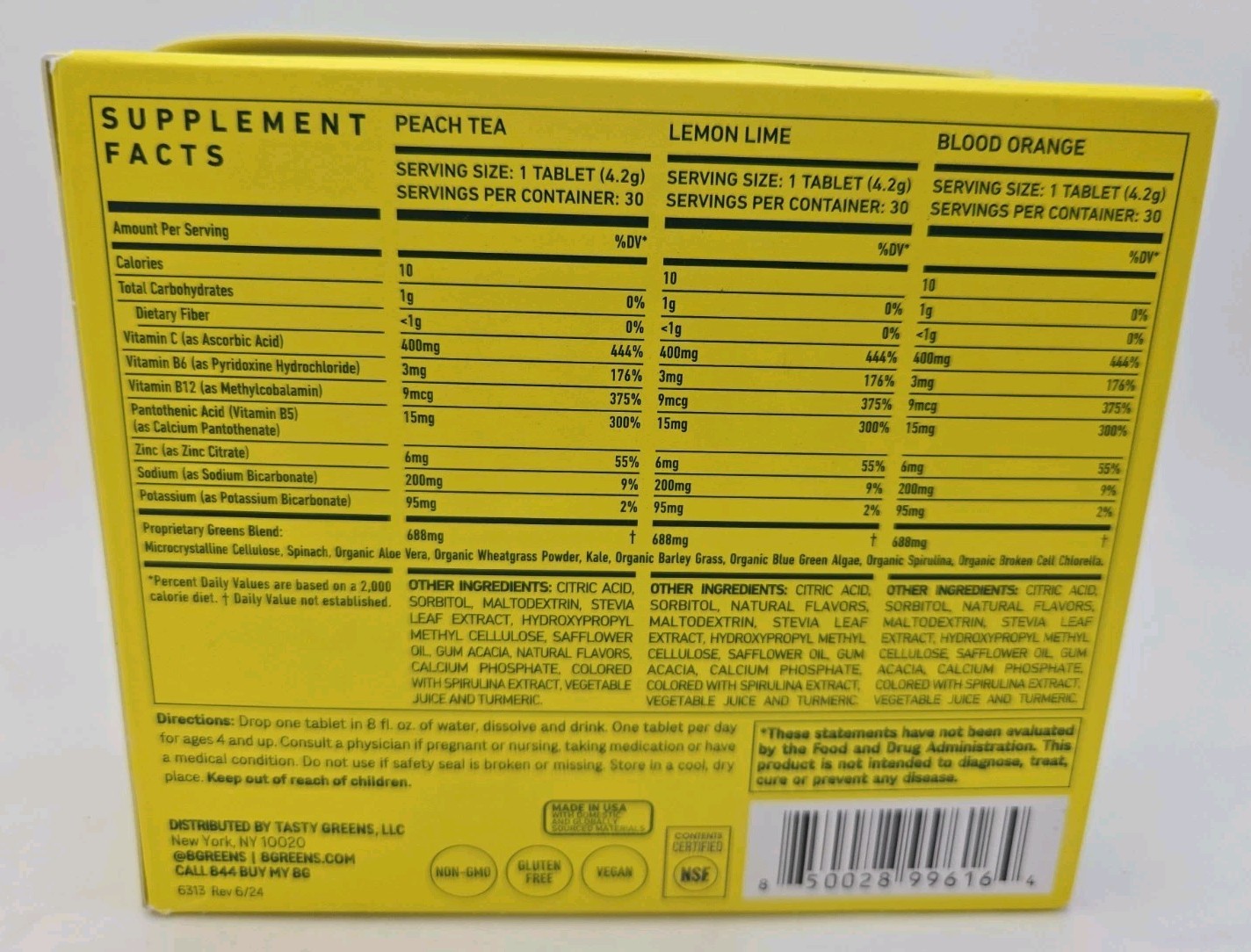 8Greens Daily Greens Effervescent Tablets – Variety- 30 Tablets Exp 03/2027