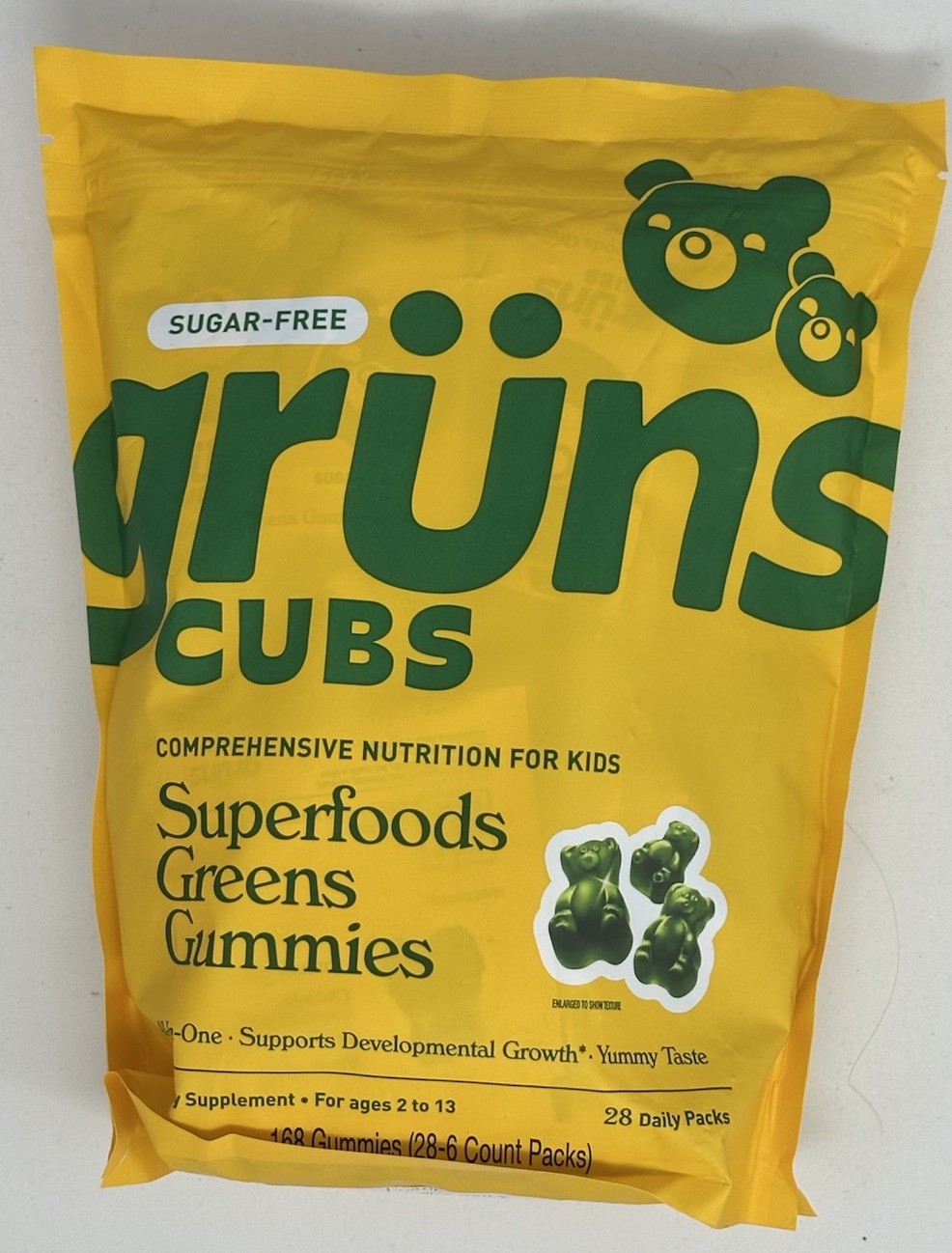 Grüns Cubs Greens Gummies Kids 28 Packets Sugar Free Exp 01/2027
