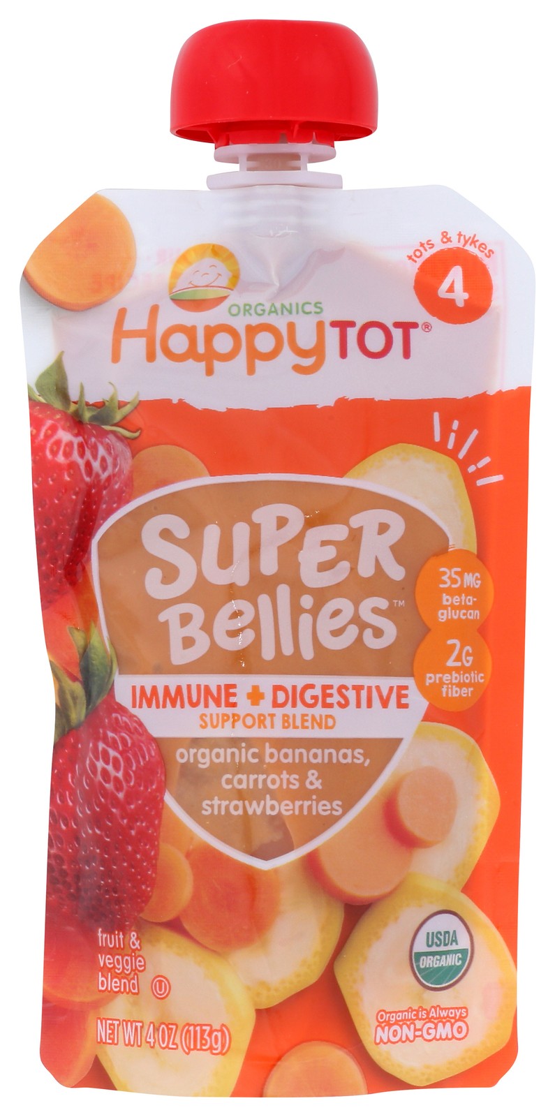 Happytot Organic Super Bellies Fruit And Veggie Blend Baby Food Pouch 4 16 Pack
