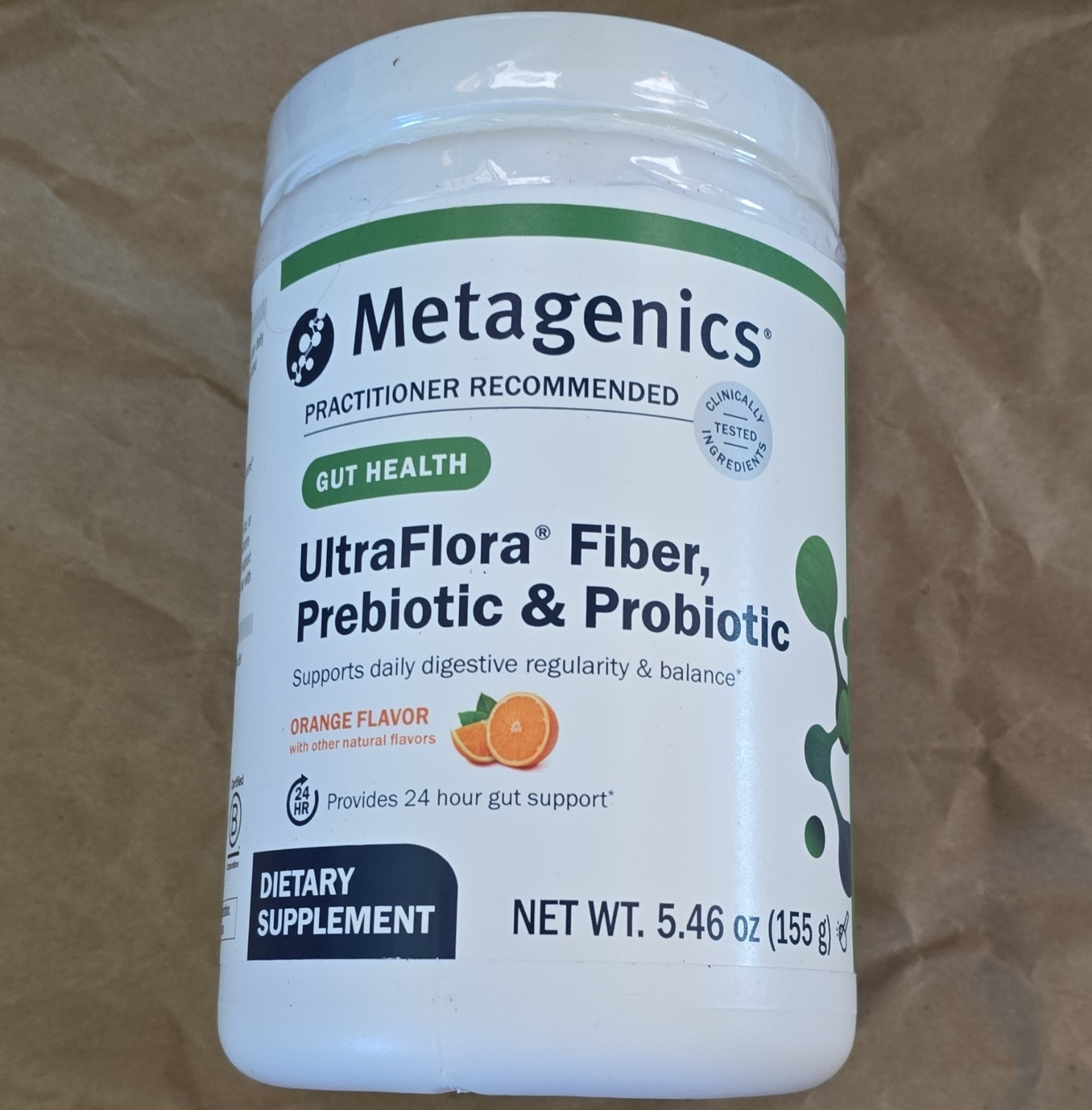 Metagenics UltraFlora Fiber Prebiotic + Probiotic Orange 5.46 oz Exp 01/2028