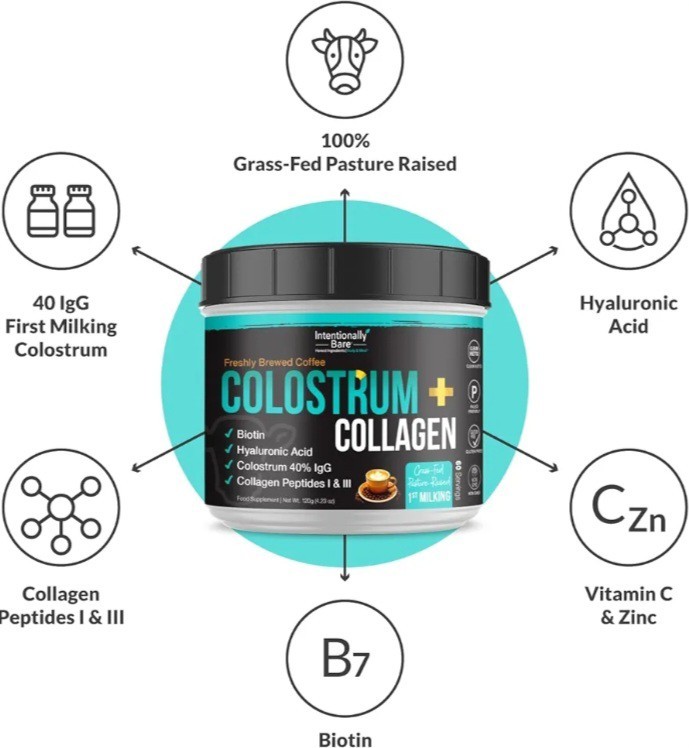 Intentionally Bare Colostrum & Collagen Powder Brewed Coffee Flavor Supplement