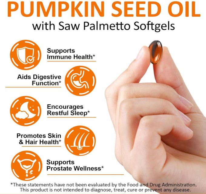 Pumpkin Seed Oil Saw Palmetto 1000mg Softgels Natural Prostate Support Free ship