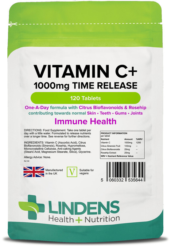Lindens Vitamin C 1000mg 4-PACK 480 Tablets W/ Rosehip Bioflavonoids Supplement