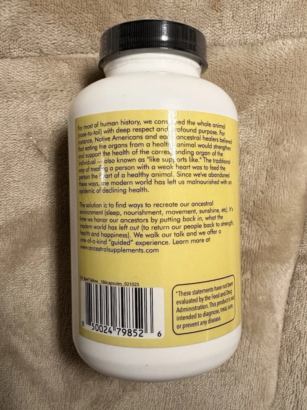 Ancestral Grassfed Beef Tallow 180 Capsules / Exp 5/27