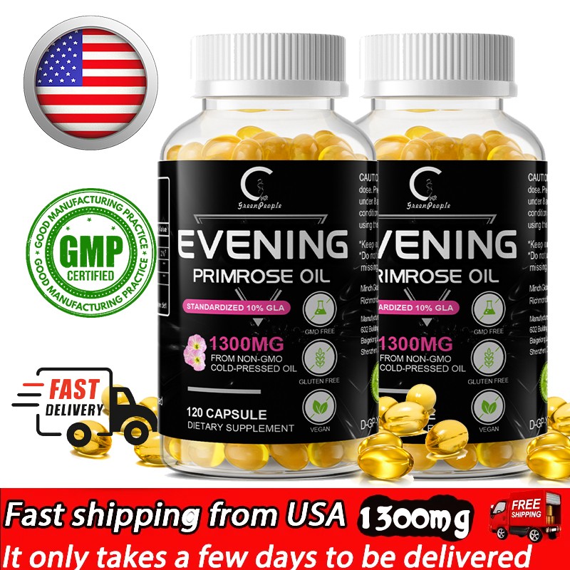 Evening Primrose Oil 1300mg 240 Softgels | 120mg GLA for Skin & Hormone Balance
