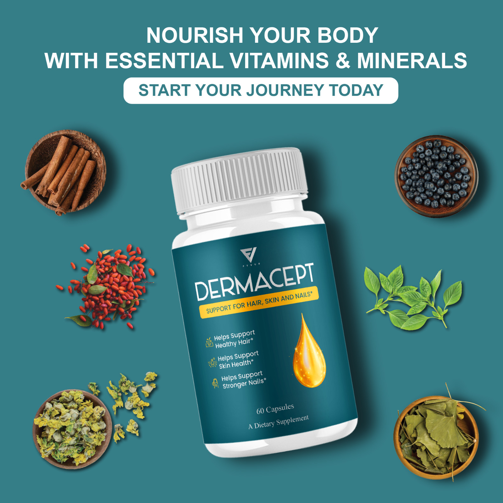 (3 Pack) DermaCept Advanced Capsules, DermaCept Supplement (180 Capsules)