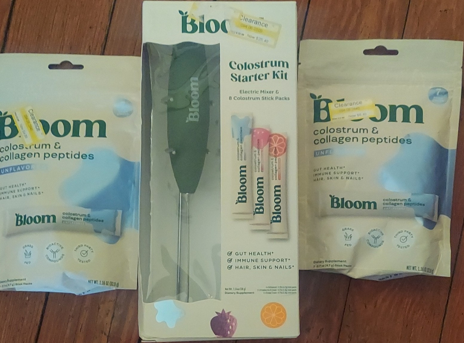 Bloom Colostrum & Collagen Peptides Gut Health Starter Kit 8ct 3 Flavor& 2 pack