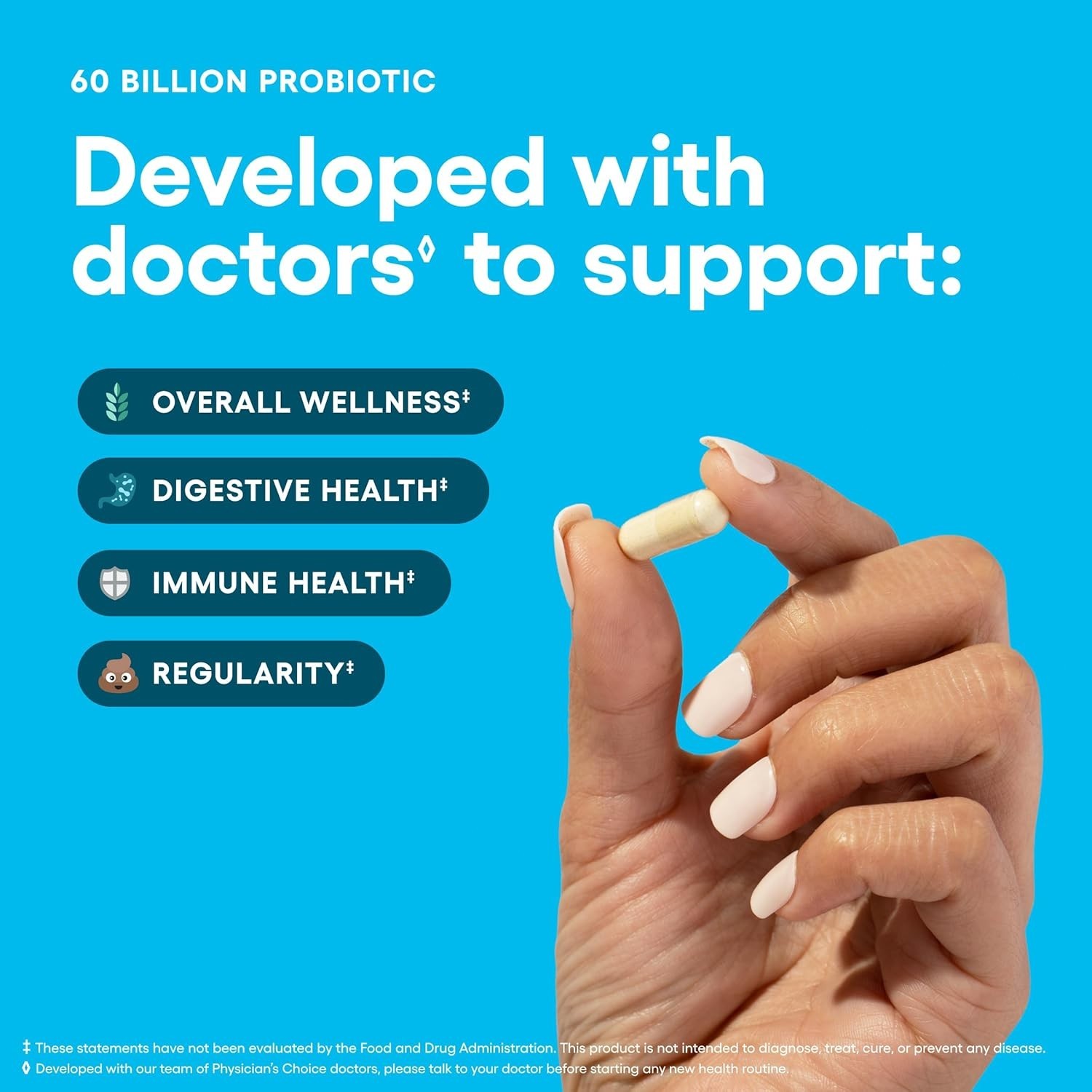60 Billion CFU Probiotics Physician’s CHOICE Prebiotics Digestive Support 30ct